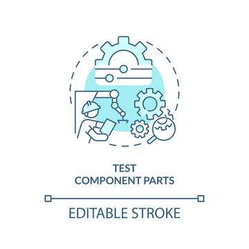 2D test component parts blue line icon concept Stock Illustration