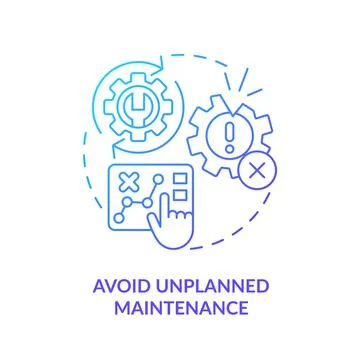 2D thin gradient icon avoid unplanned maintenance concept Stock Illustration