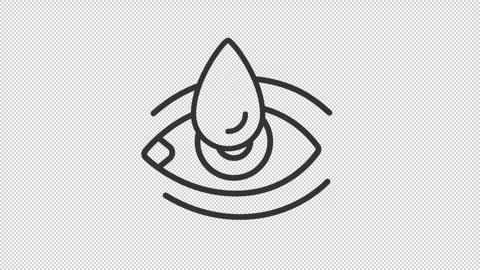 2D thin line black animation of drop in eye icon Stock Footage 267682313