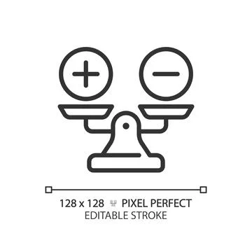 2D thin line black weight scale with plus and minus icon Stock Illustration