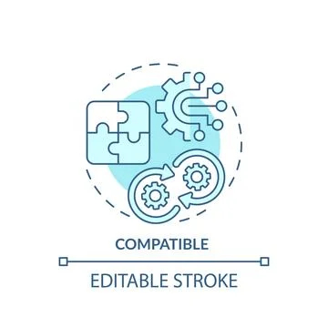 2D thin line blue icon compatible concept Stock Illustration