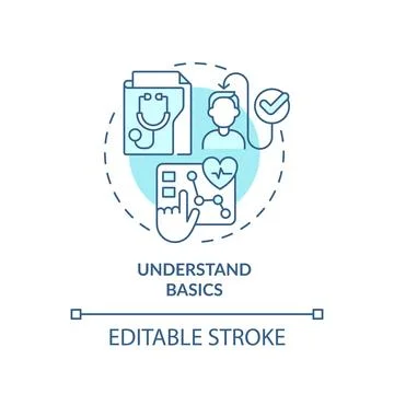 2D thin line blue icon understand basics concept 스톡 일러스트