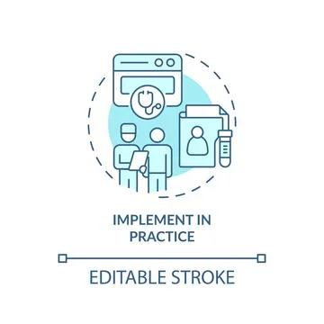 2D thin line blue icon implement in practice concept Stock Illustration
