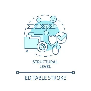 2D thin line blue icon structural level concept Stock Illustration