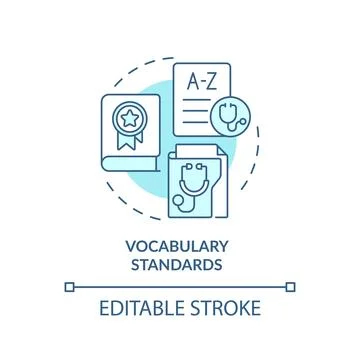 2D thin line blue icon vocabulary standards concept Stock Illustration