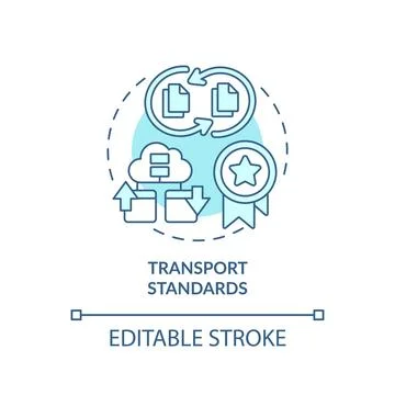 2D thin line blue icon transport standards concept Stock Illustration
