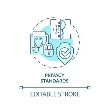 2D thin line blue icon privacy standards concept Stock Illustration
