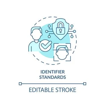 2D thin line blue icon identifier standards concept Stock Illustration