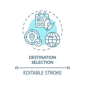 2D thin line blue icon destination selection concept Illustrazione stock