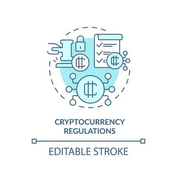 2D thin line blue icon cryptocurrency regulations concept Illustrazione stock