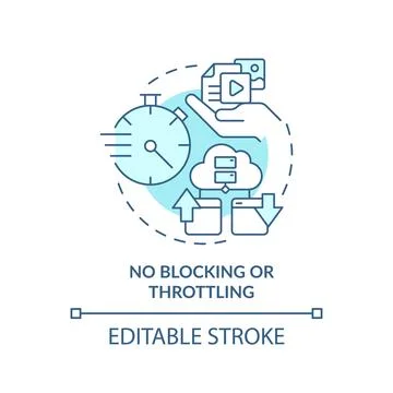 2D thin line blue icon no blocking or throttling concept Ilustração Stock
