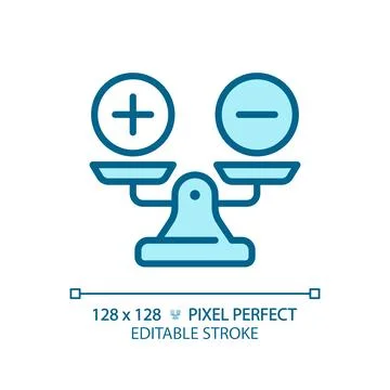 2D thin line blue weight scale with plus and minus icon Stock Illustration