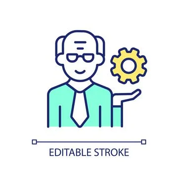 2D thin line colorful adapted jobs icon Stock Illustration