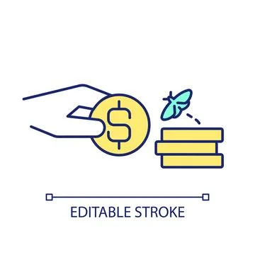 2D thin line colorful additional income icon Stock Illustration