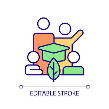 2D thin line colorful complex implementation icon Stock Illustration