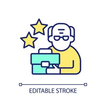 2D thin line colorful enhanced customer relations icon Stock Illustration