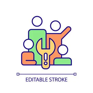 2D thin line colorful maintenance icon Illustrazione stock