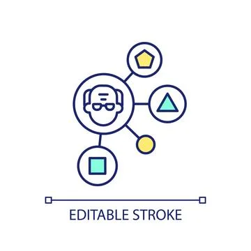 2D thin line colorful overcome skill shortage icon Stock Illustration