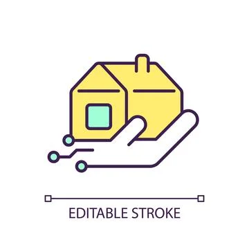 2D thin line colorful real estate icon Stock Illustration