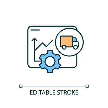 2D thin line colorful reporting and analytics icon イラスト素材