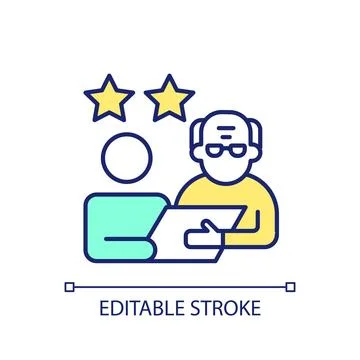 2D thin line colorful retained skills icon Stock Illustration