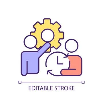 2D thin line colorful time consuming tasks icon Illustrazione stock