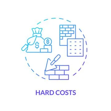 2D thin line gradient icon hard costs concept 库存插图