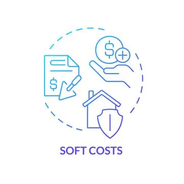 2D thin line gradient icon soft costs concept Stock Illustration