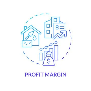 2D thin line gradient icon profit margin concept Stock Illustration