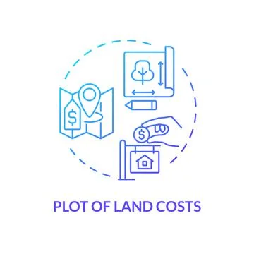 2D thin line gradient icon plot of land costs concept Stock Illustration