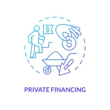 2D thin line gradient icon private financing concept Stock Illustration