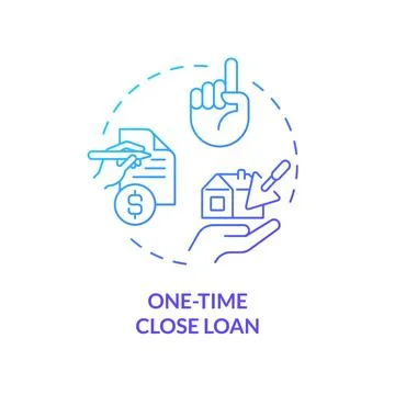 2D thin line gradient icon one time close loan concept Stock Illustration
