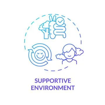 2D thin line gradient icon supportive environment concept Stock Illustration