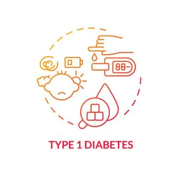 2D thin line gradient icon type 1 diabetes concept Stockillustratie