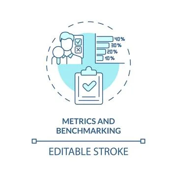 2D thin line icon metrics and benchmarking concept Stock Illustration