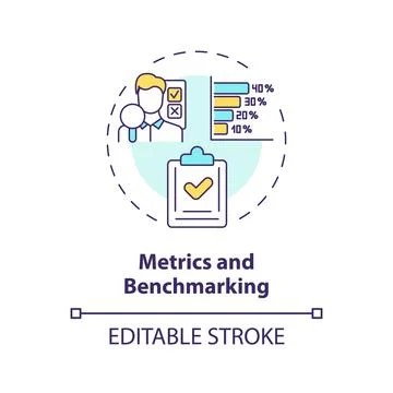 2D thin line icon metrics and benchmarking concept Stock Illustration