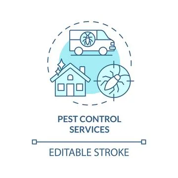 2D thin line icon pest control services concept Stock Illustration
