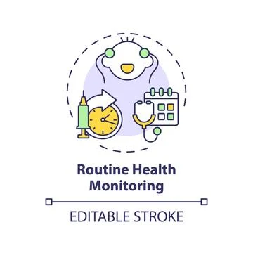 2D thin line icon routine health monitoring concept Stock Illustration