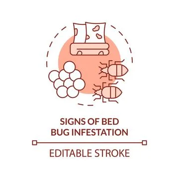 2D thin line icon signs of bed bug infestation concept Stock Illustration