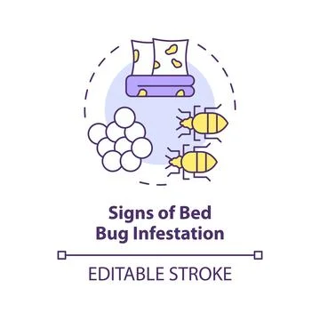 2D thin line icon signs of bed bug infestation concept Stock Illustration
