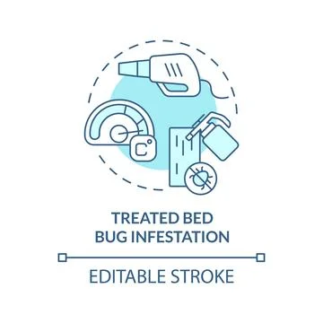 2D thin line icon treated bed bug infestation concept Stock Illustration