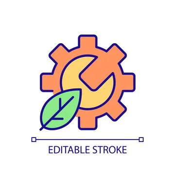 2D thin line multicolor maintenance icon Stock Illustration