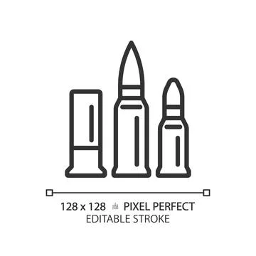 2D thin line pixel perfect simple black caliber icon Stock Illustration
