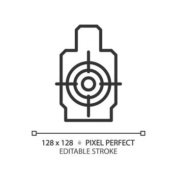 2D thin line pixel perfect simple black shooting range icon Stock Illustration