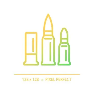 2D thin line pixel perfect simple gradient caliber icon Stock Illustration
