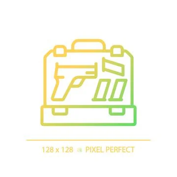 2D thin line pixel perfect simple gradient gun case icon Stock Illustration