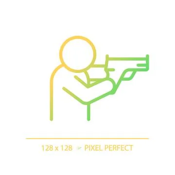 2D thin line pixel perfect gradient shooting stance icon Stock Illustration