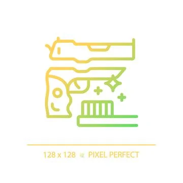 2D thin line pixel perfect simple gradient gun cleaning icon Stock Illustration