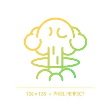 2D thin line pixel perfect gradient nuclear explosion icon Stock Illustration