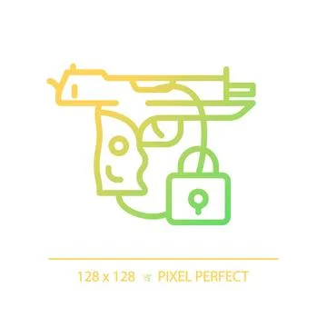 2D thin line pixel perfect gradient gun safety icon Ilustração Stock
